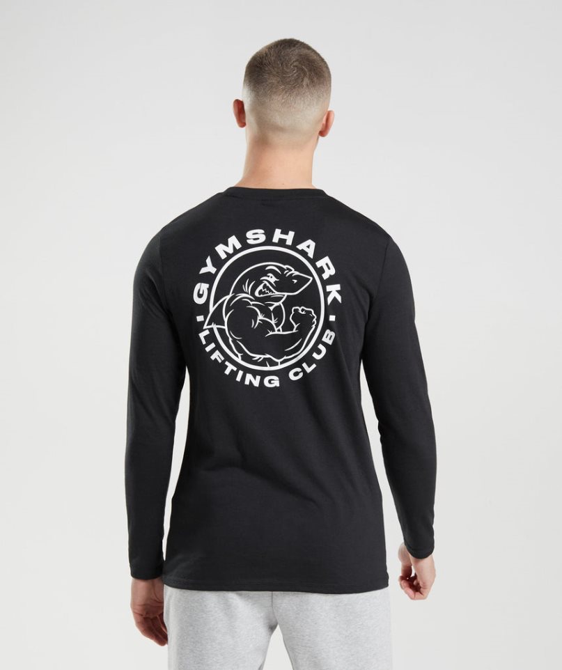 Koszulki Gymshark Legacy Long Sleeve Męskie Czarne | PL 934MKY